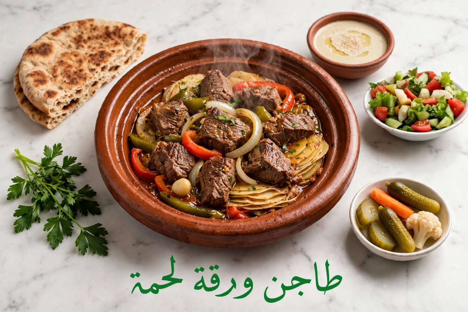 طاجن ورقة لحمة
